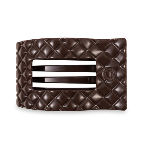 TELETIES - Flat Rectangle Hair Clip | Large | Truly Taupe Quilted