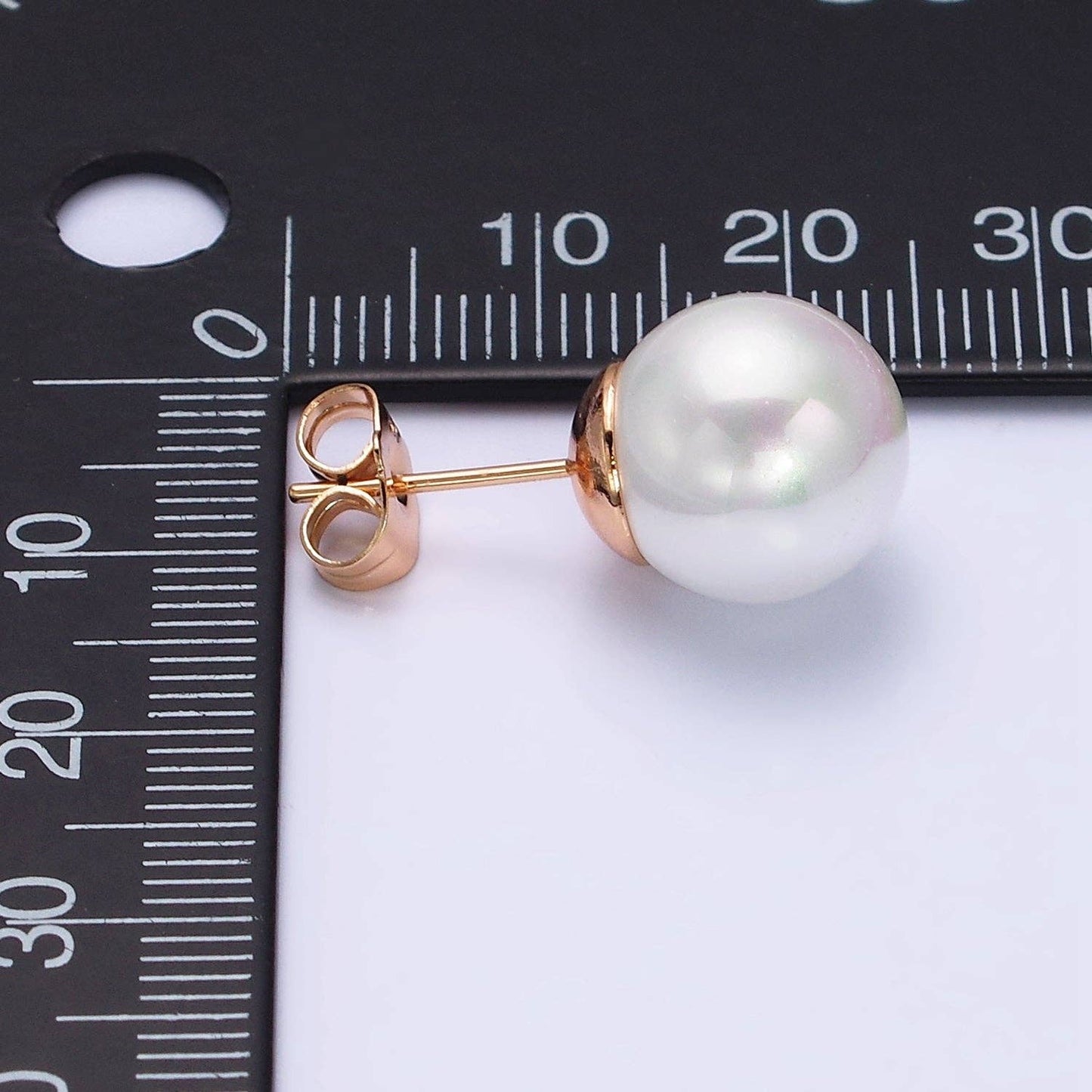 18K Gold Filled 12mm Pearl Stud Earrings