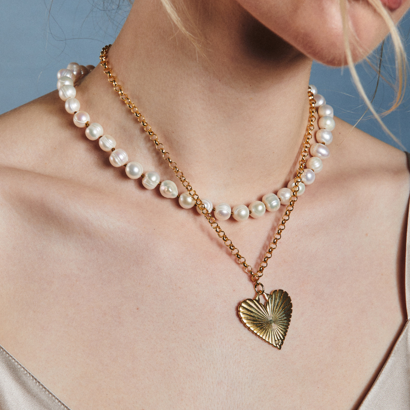 HART - Ribbed Heart of Gold Necklace