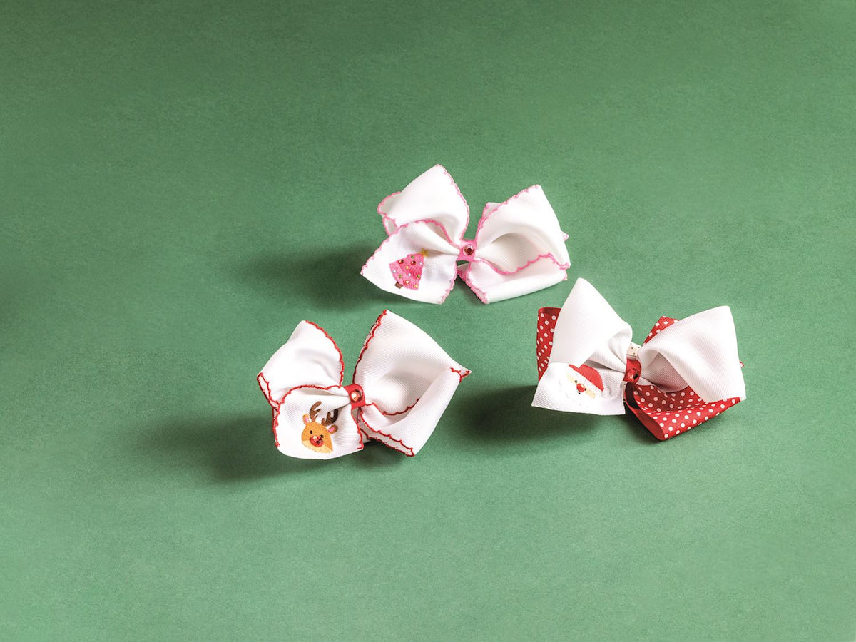 Reindeer Embroidered Bow
