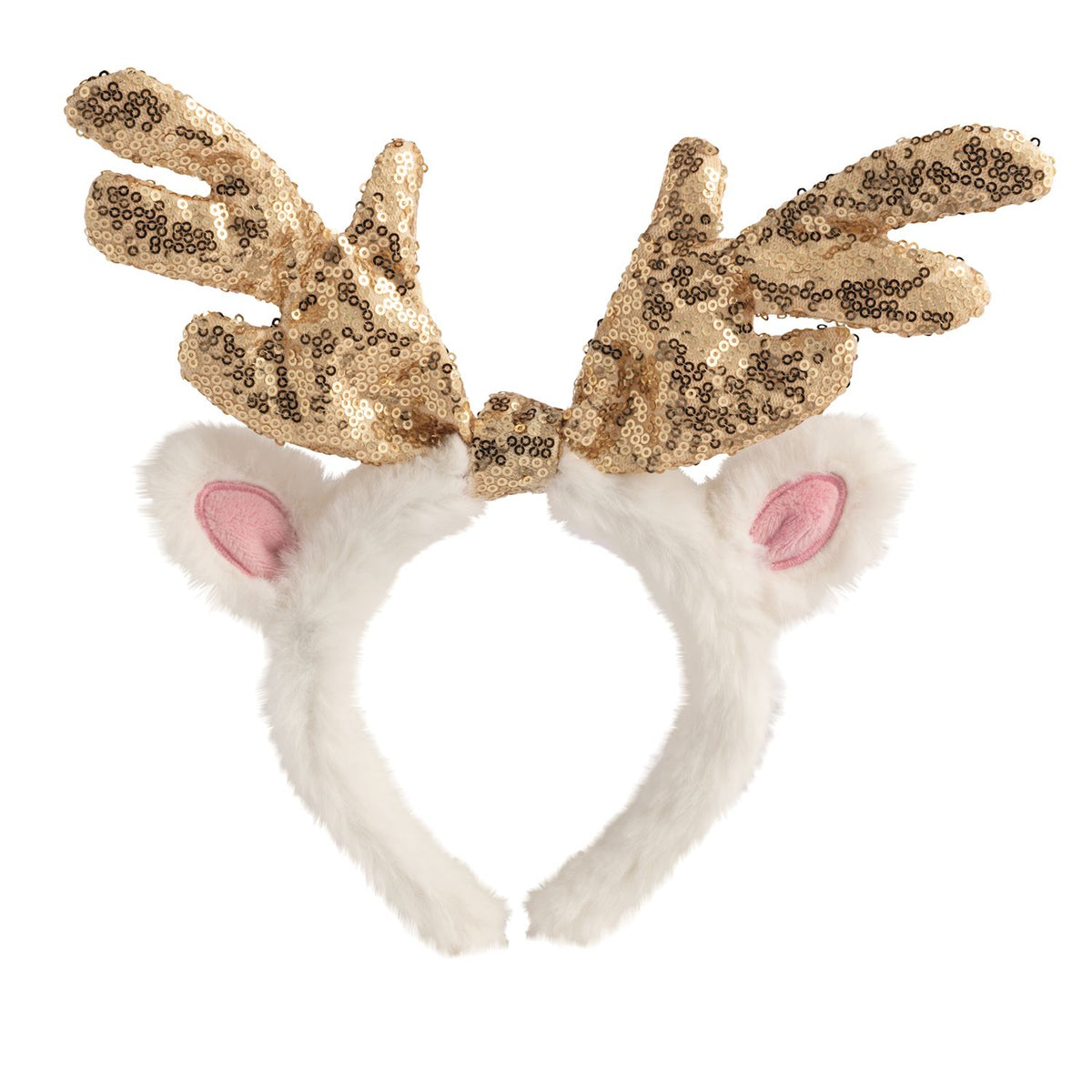 White Sequin Antler Headband