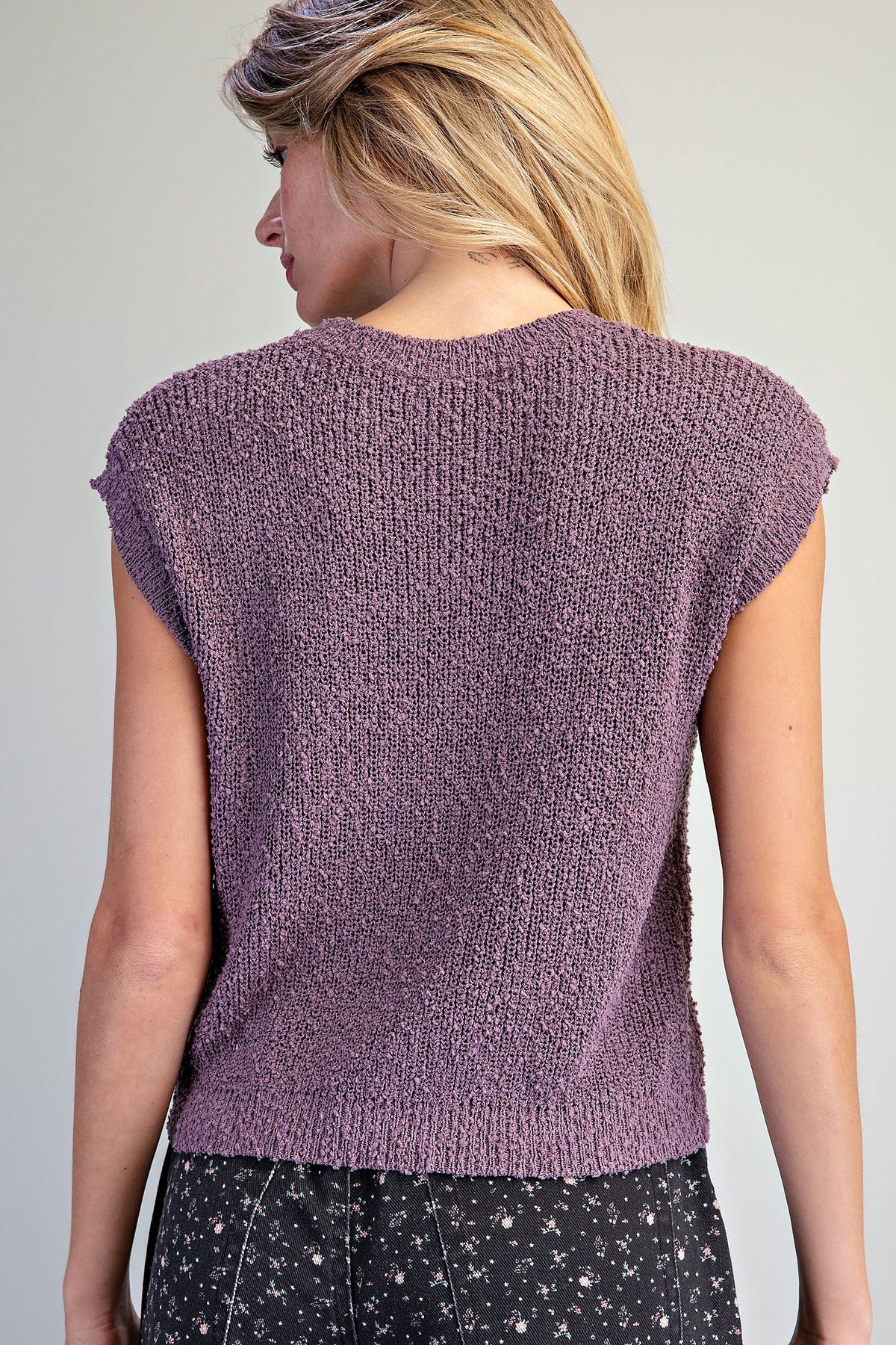 Cap Sleeve Textured Knit Top