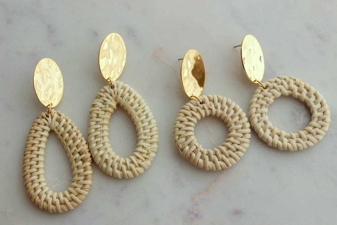 Woven Rattan Earrings