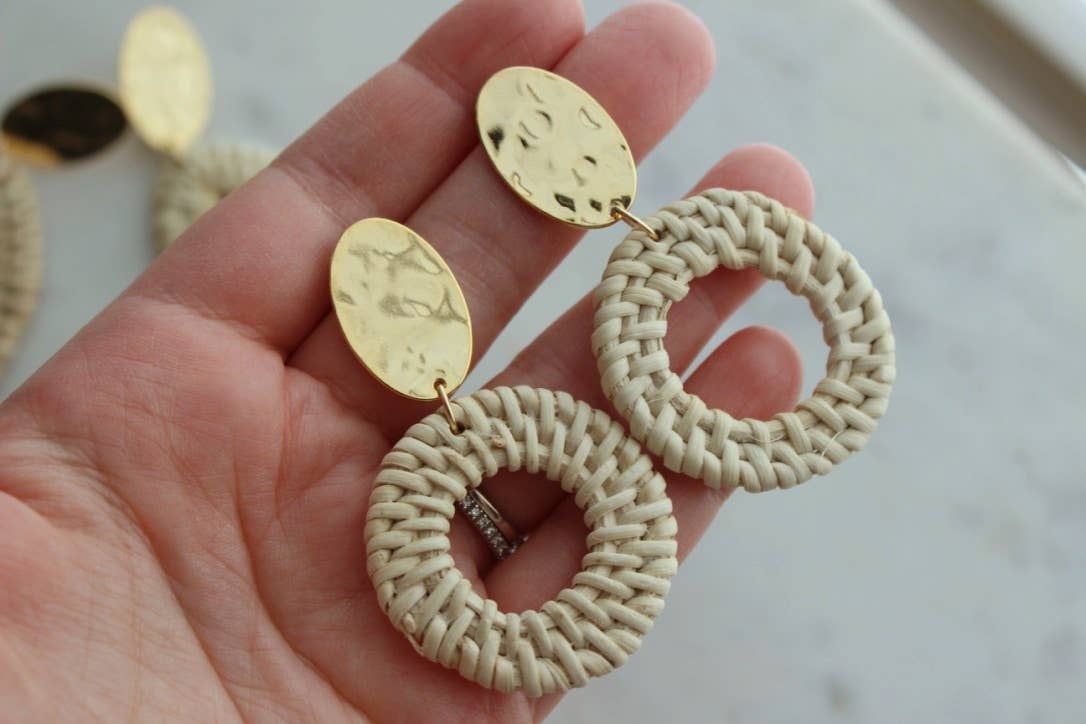 Woven Rattan Earrings