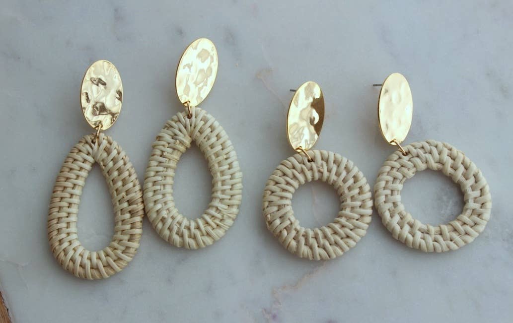 Woven Rattan Earrings