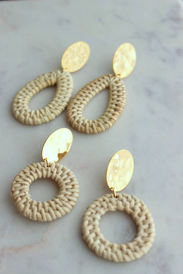 Woven Rattan Earrings