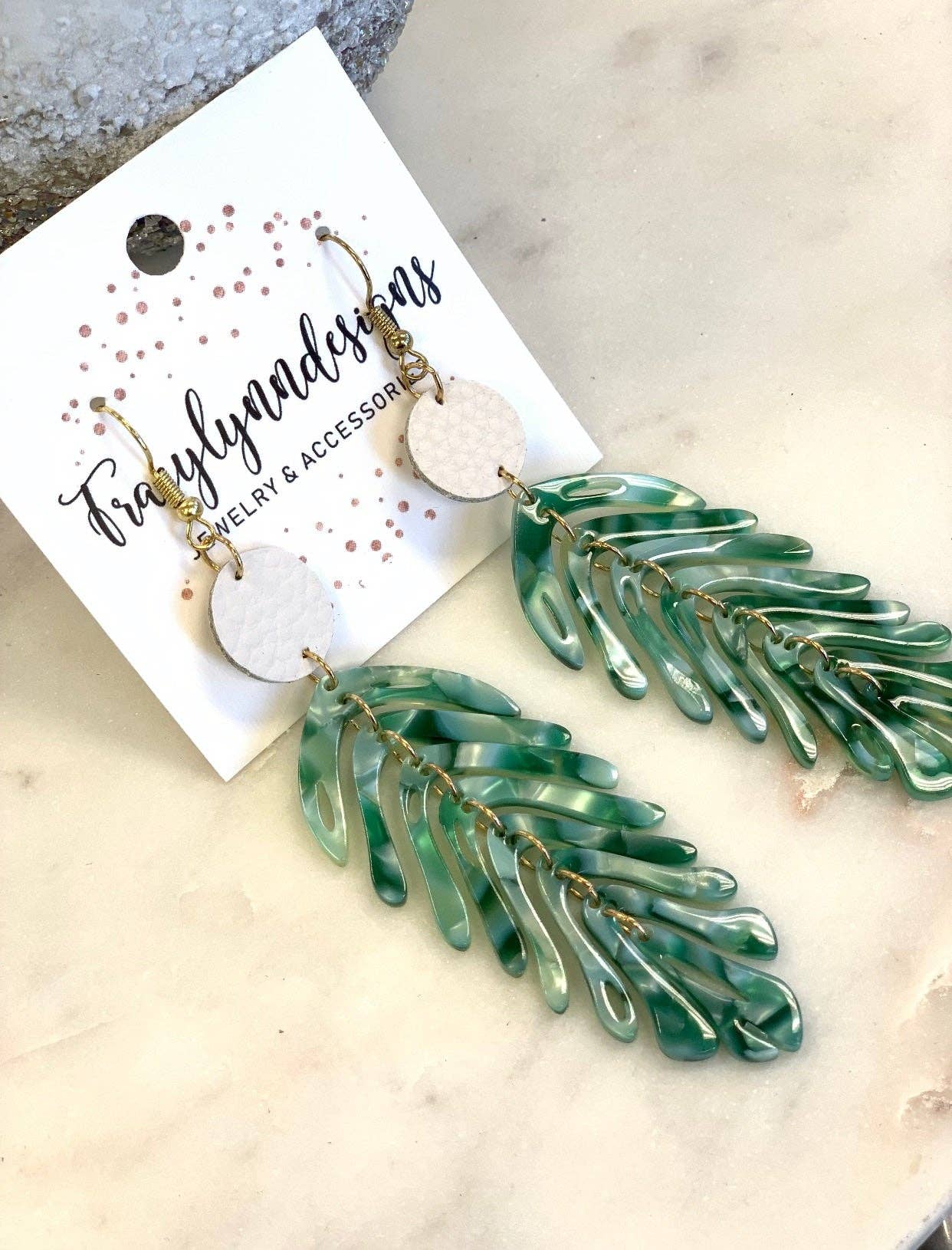 Green Palm Earrings