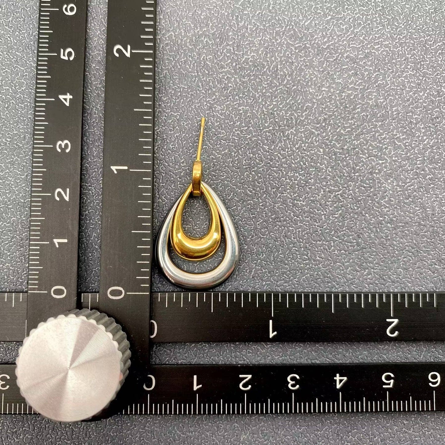 Two-tone Double-layer Drop 18K Gold-plated Earrings