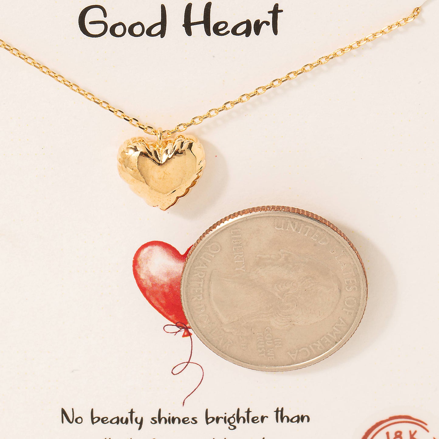 Metallic Good Heart Pendant Necklace