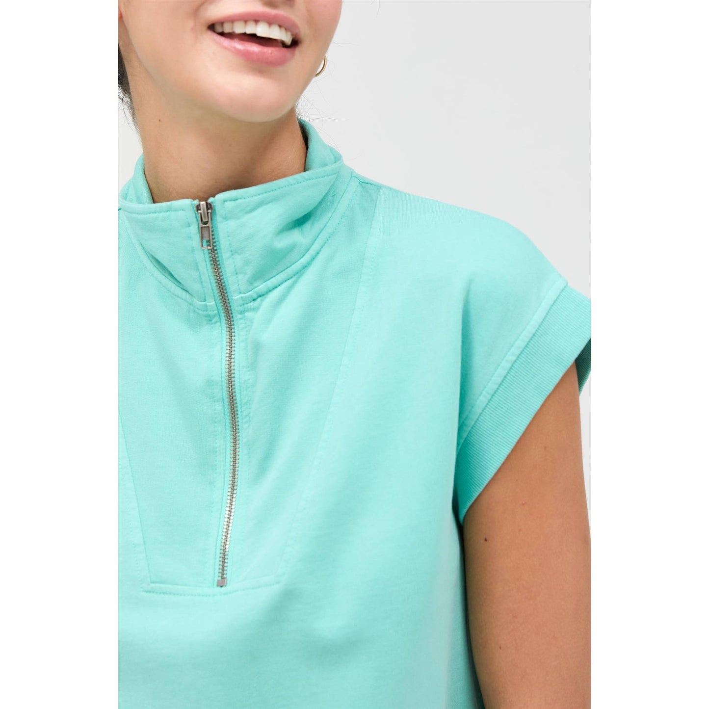 Half Zip Up Mock Neck Mini Dress