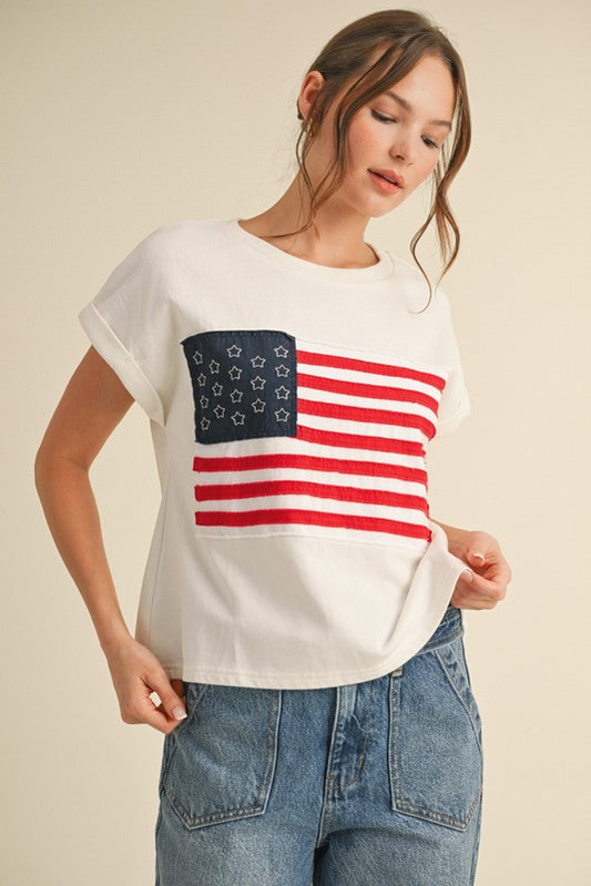 American Flag Short Sleeves Top