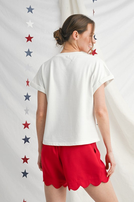 American Flag Short Sleeves Top