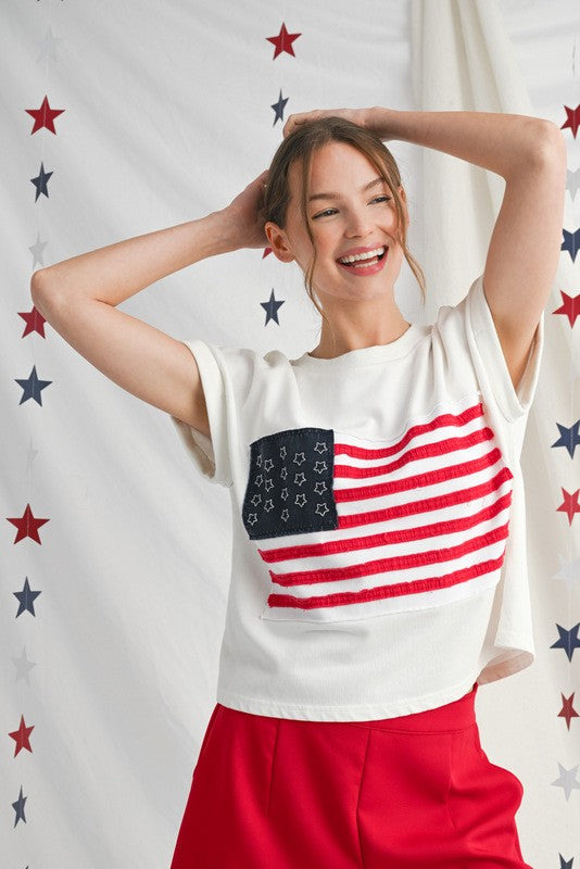 American Flag Short Sleeves Top