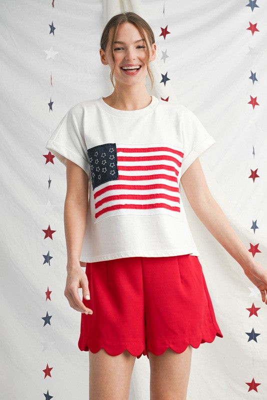 American Flag Short Sleeves Top