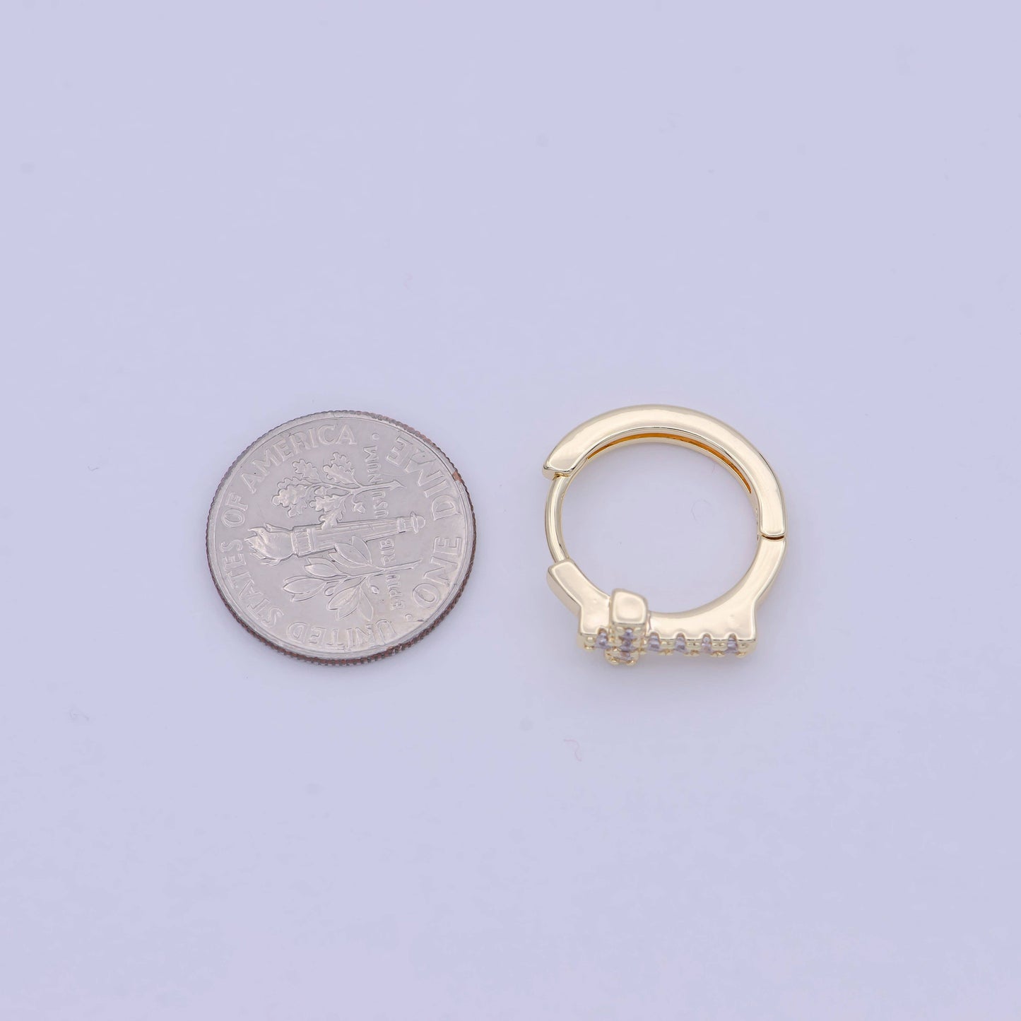 14K Gold Cross Hoop Huggie