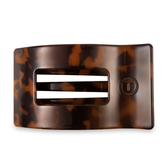 TELETIES - Flat Rectangle Hair Clip | Large | Tortoise