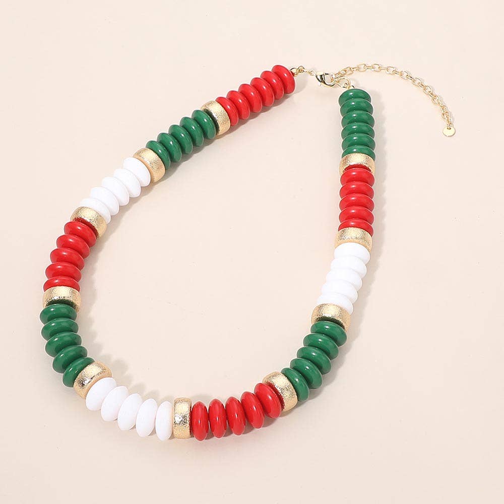Chunky Resin Disc Beaded Necklace