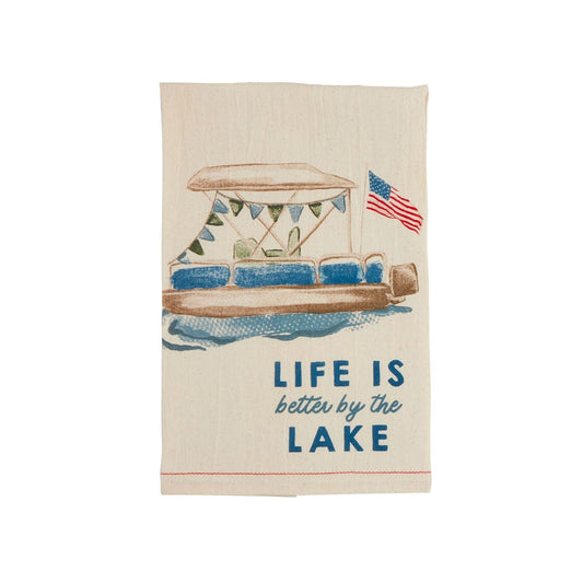Life Is Better Lake Icon Towel