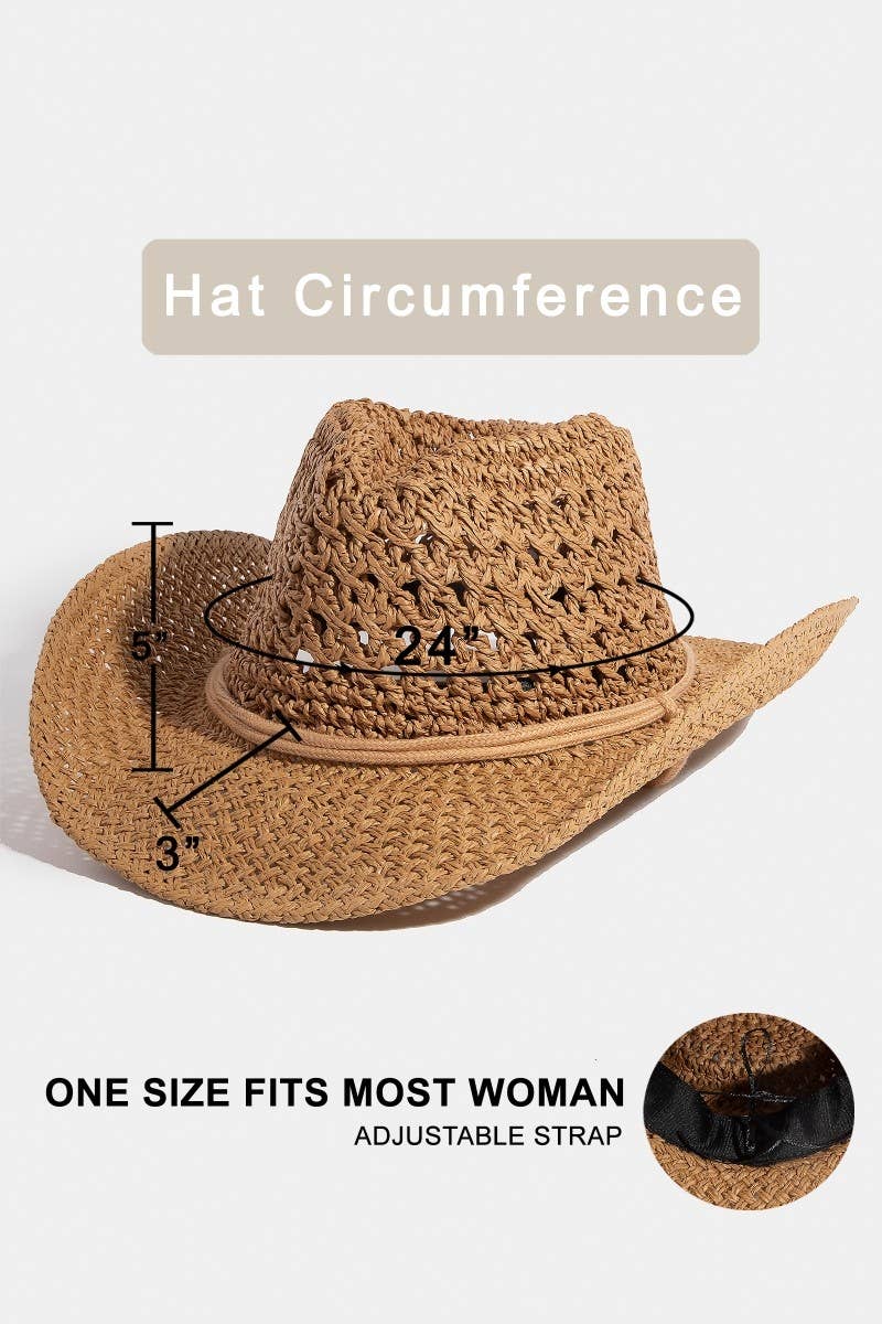 Straw Rope Strap Cowgirl Hat