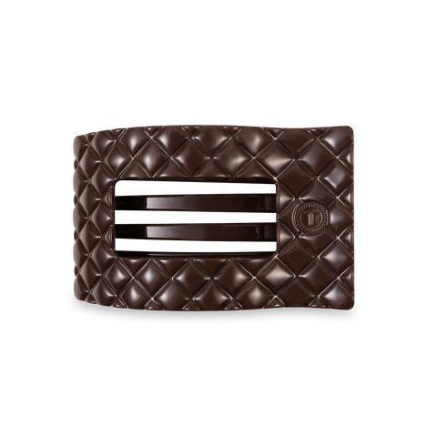 TELETIES - Flat Rectangle Hair Clip | Medium | Truly Taupe Quilted