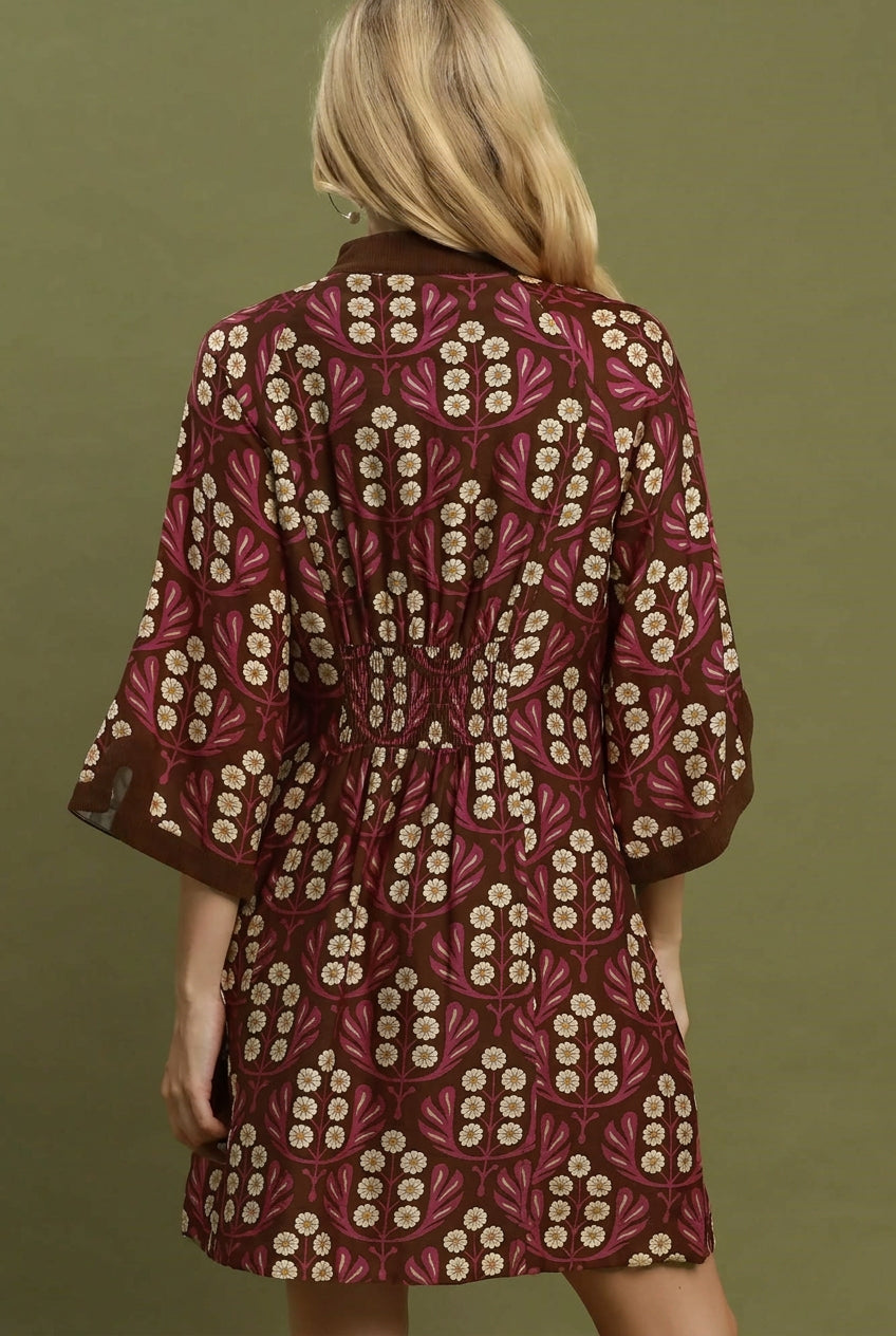 Floral Print Smocked Waist Dress