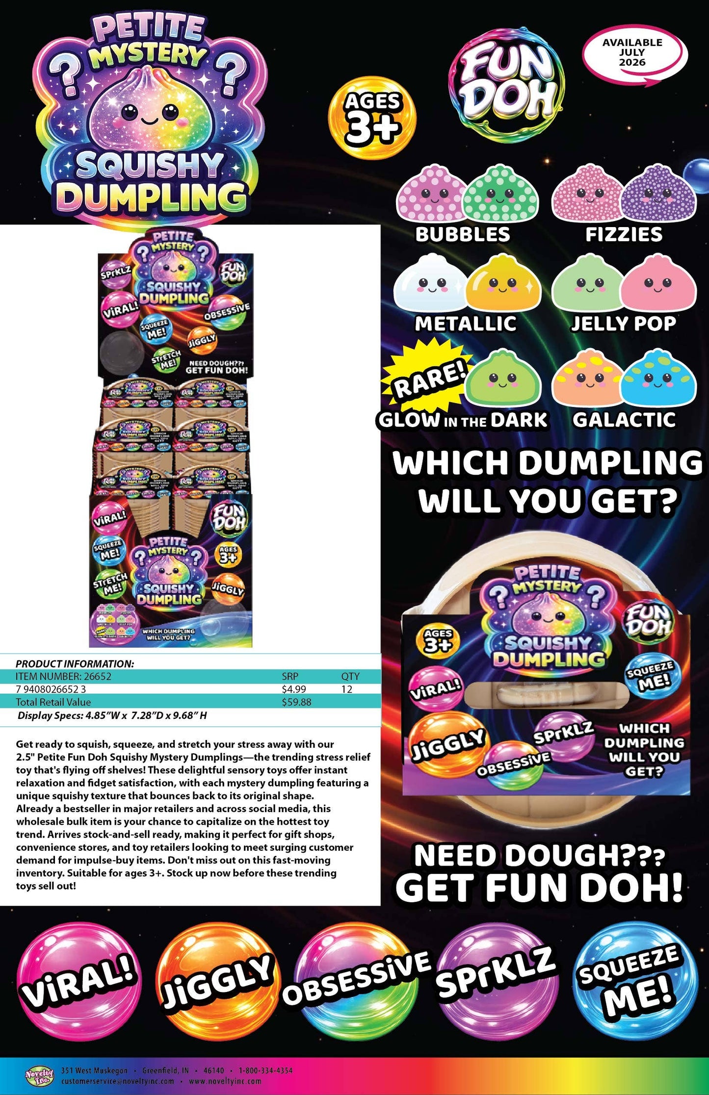 2.5" Dumpling Mini Fun Doh Squishy Mystery