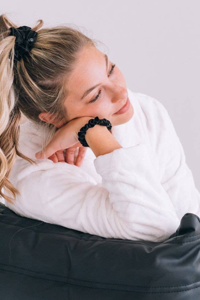 TELETIES - Silk Hair Scrunchie | Small | Jet Black