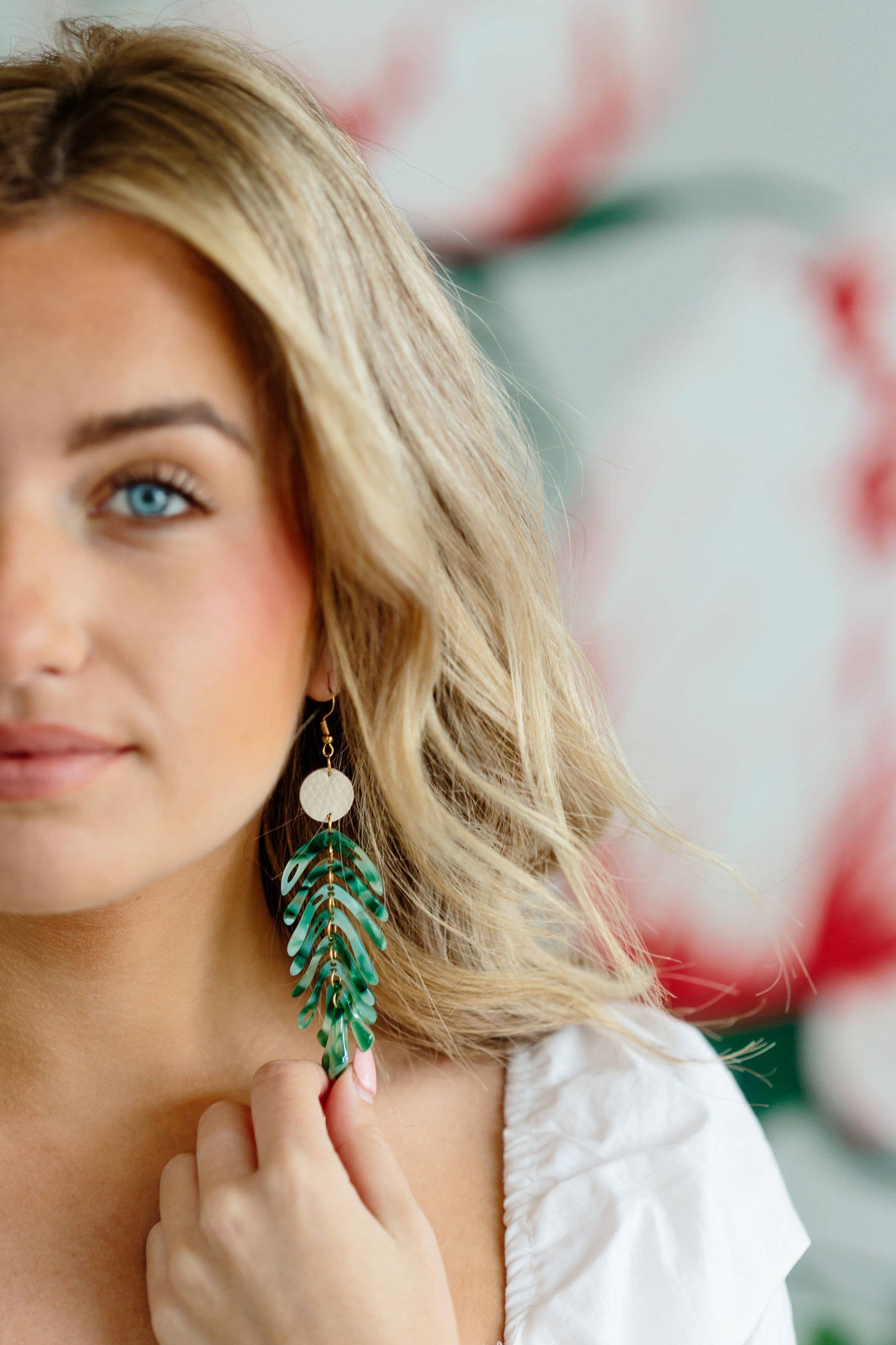 Green Palm Earrings