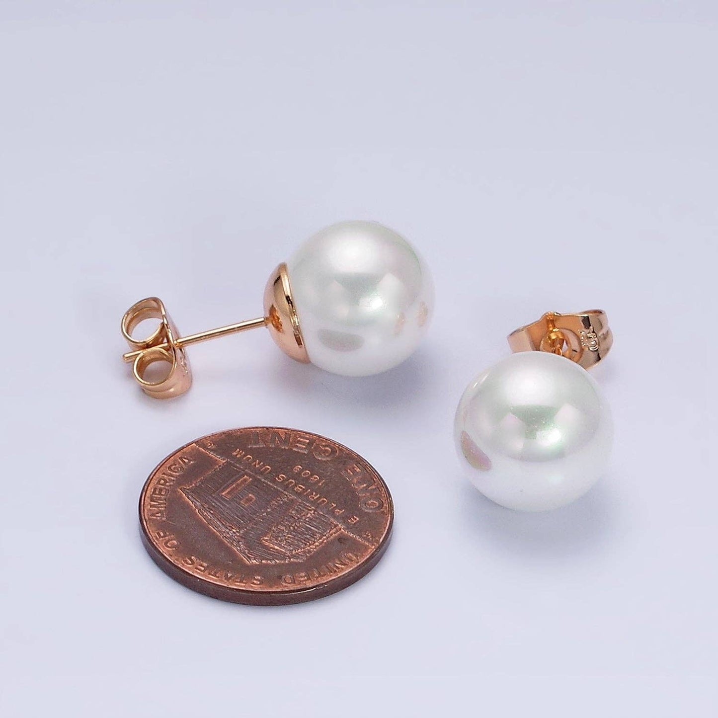 18K Gold Filled 12mm Pearl Stud Earrings