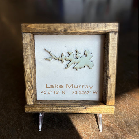 7 x 7 Lake Murray Coordinate and Shape 3D Art Wood Sign