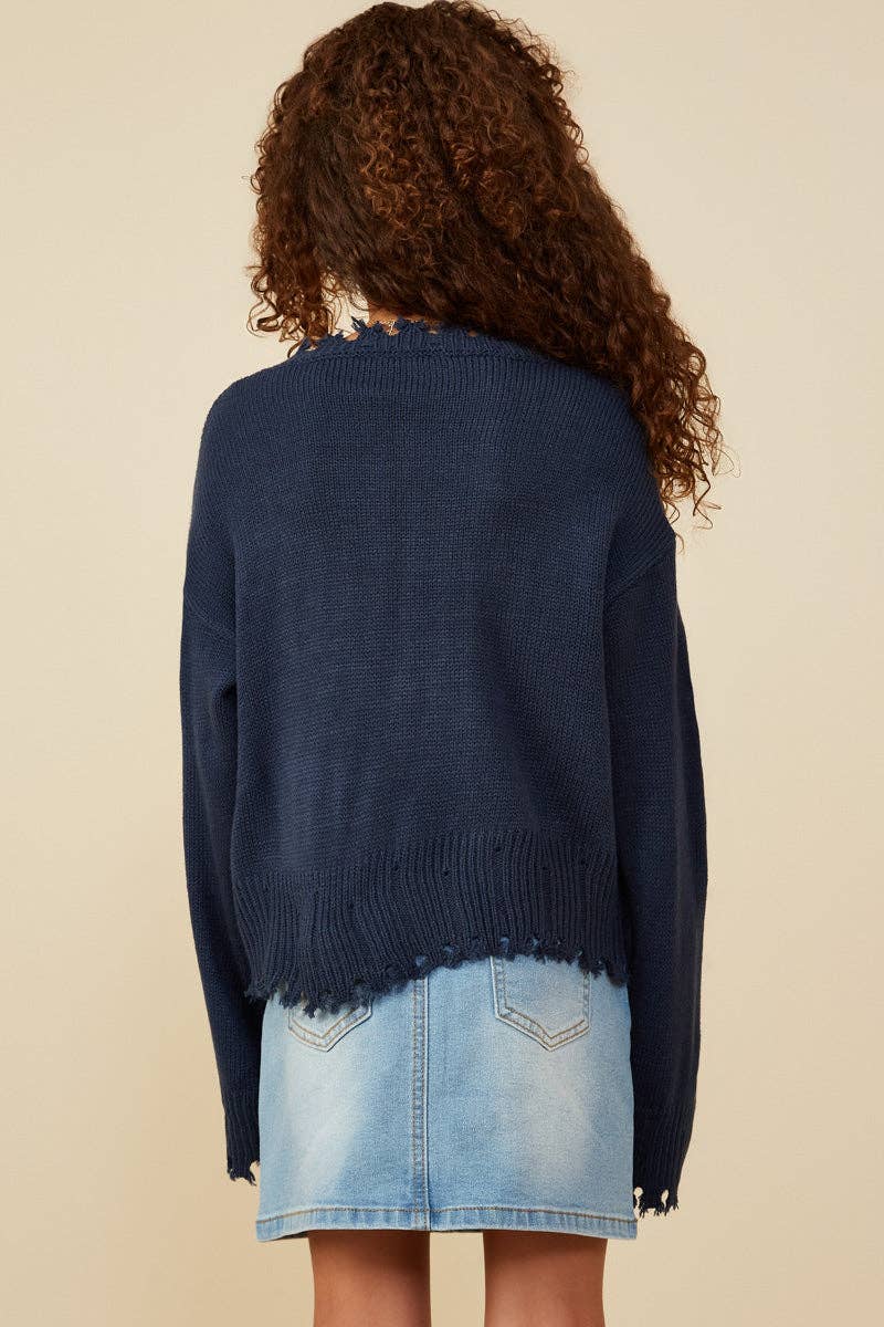 Girls Distressed Old Glory Graphic Sweater