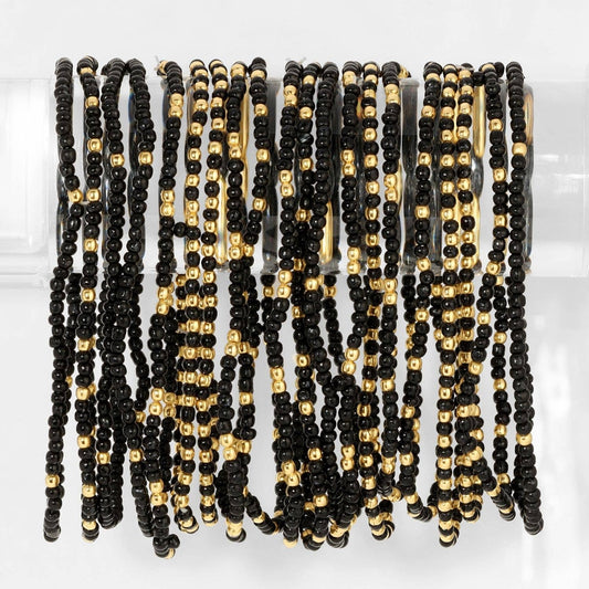 Game Day Beaded Stretch Bracelets Black
