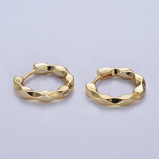 Twist Geometric Gold Huggie Hoops