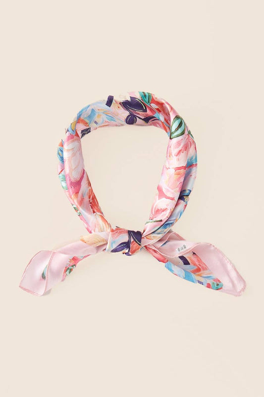 Abstract Floral Print Square Bandana Scarf