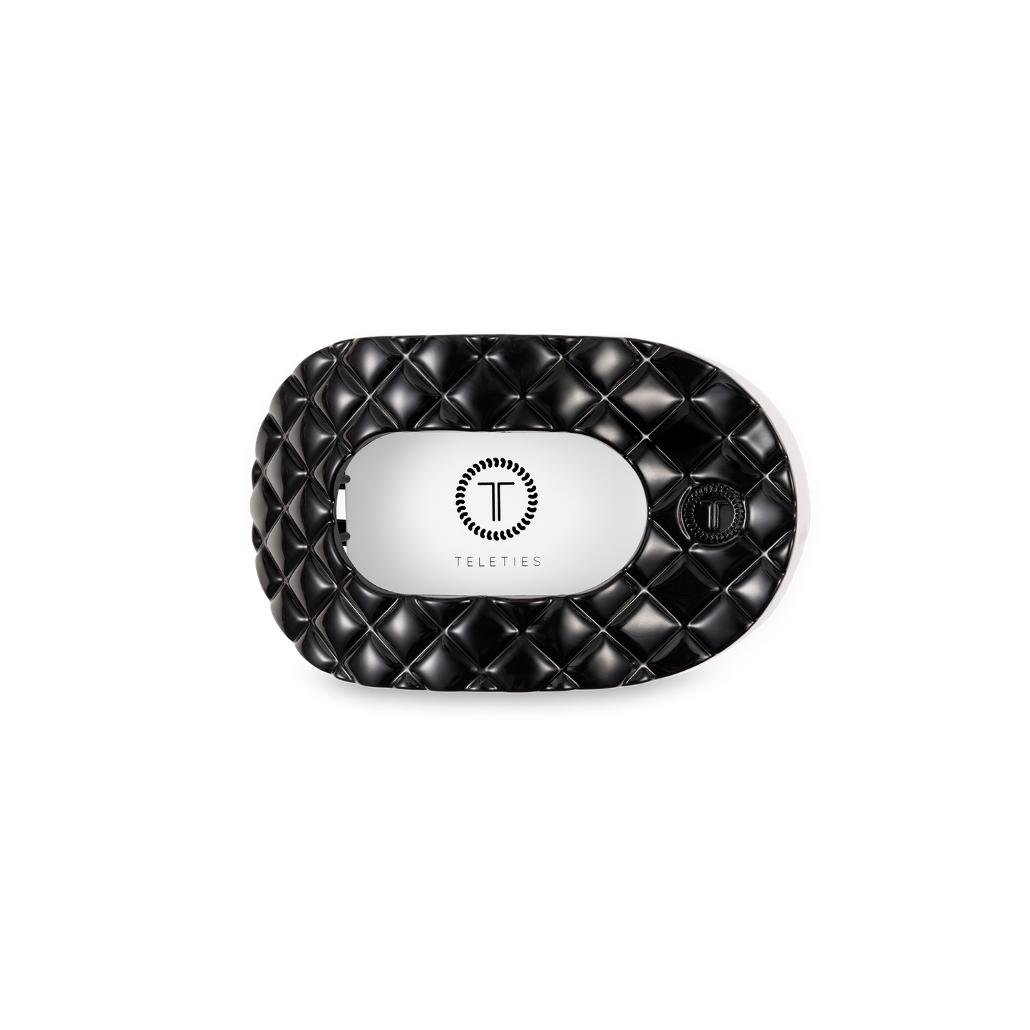 TELETIES - Flat Round Hair Clip | Small | Jet Black Quilted
