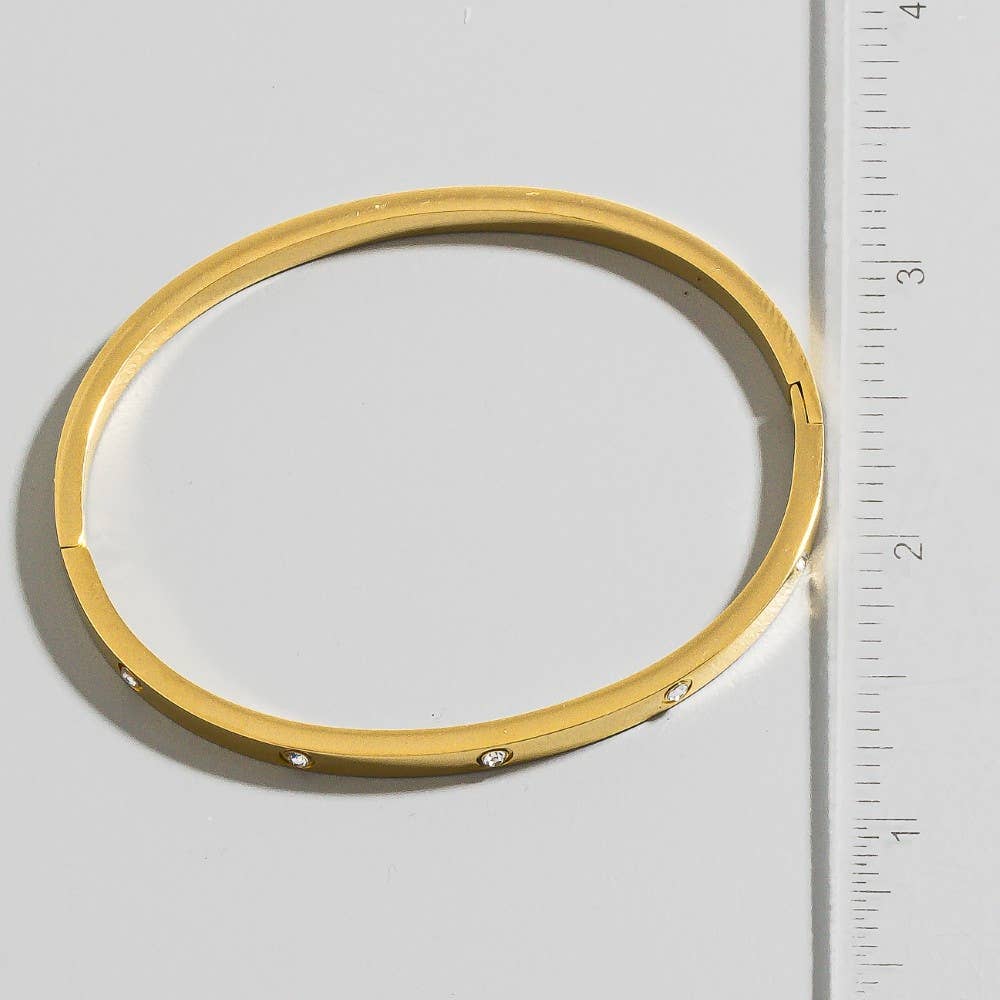 CZ Studded Gold Plated Bangle Bracelet