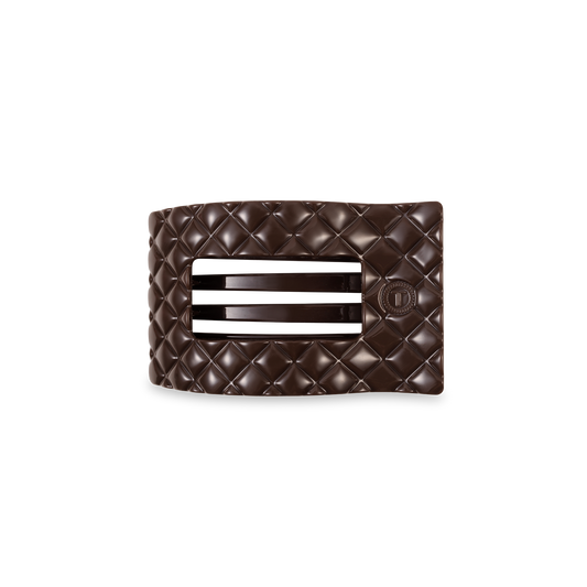 TELETIES - Flat Rectangle Hair Clip | Small | Truly Taupe Quilted