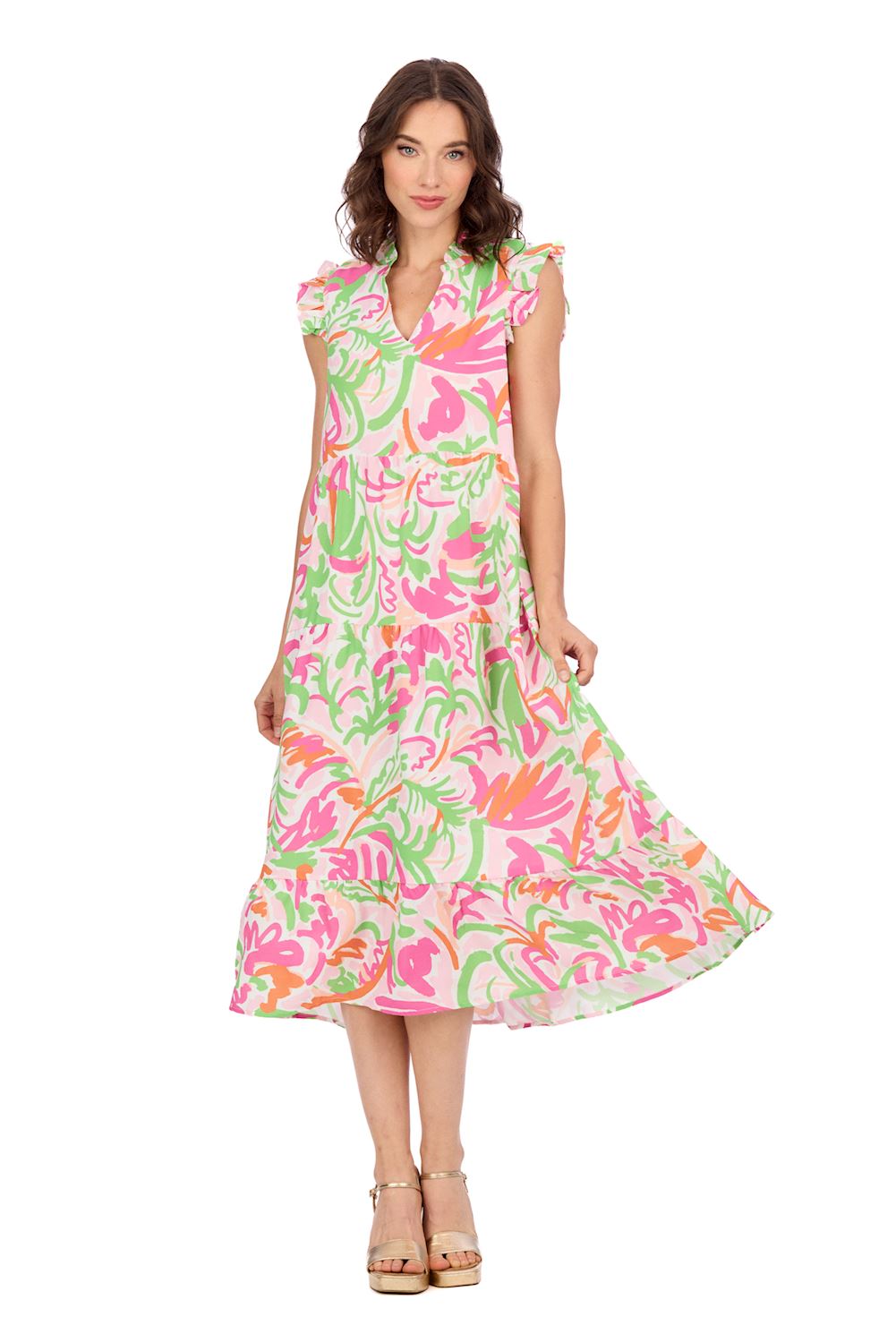 Adair Tiered Maxi Dress Pink