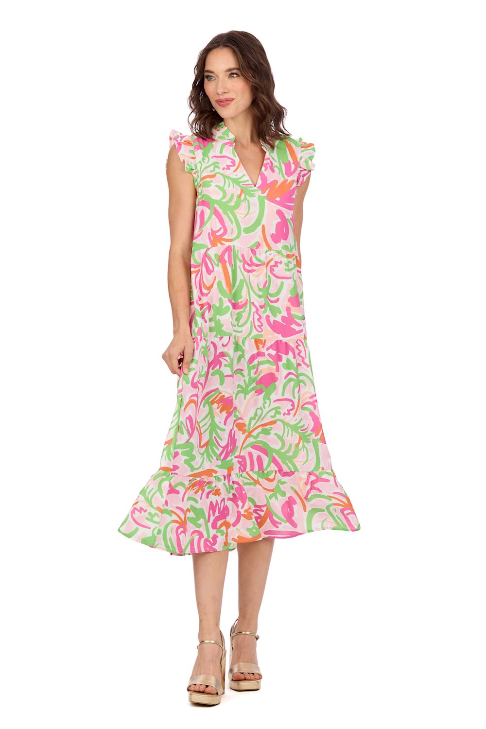 Adair Tiered Maxi Dress Pink