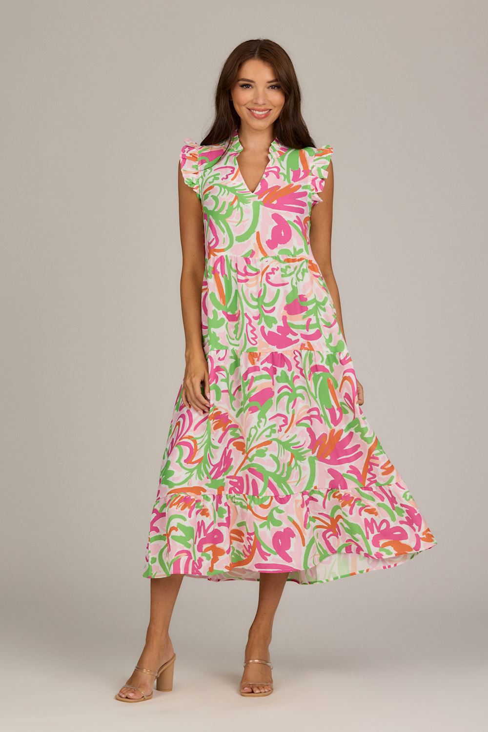 Adair Tiered Maxi Dress Pink