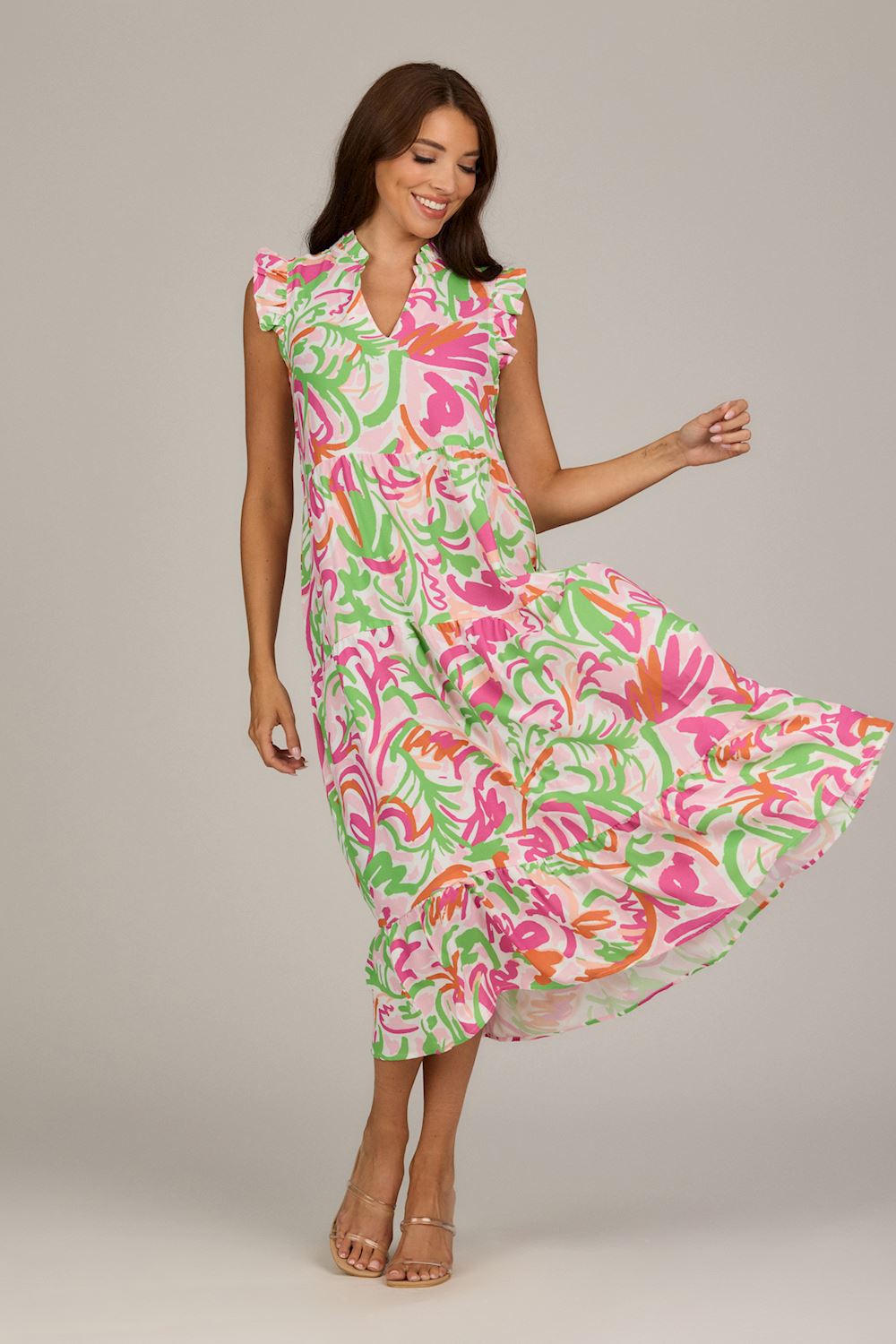 Adair Tiered Maxi Dress Pink