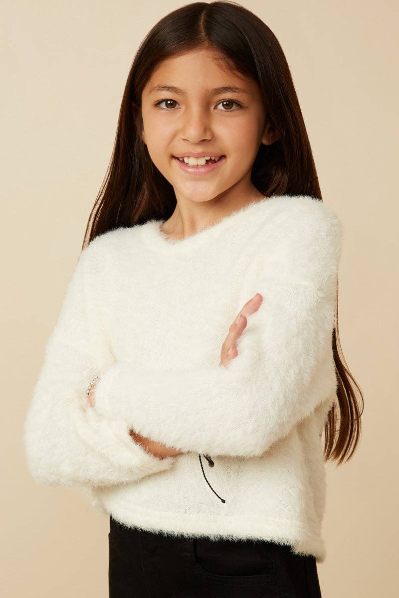 Girls Mohair V Neck Sweater Top