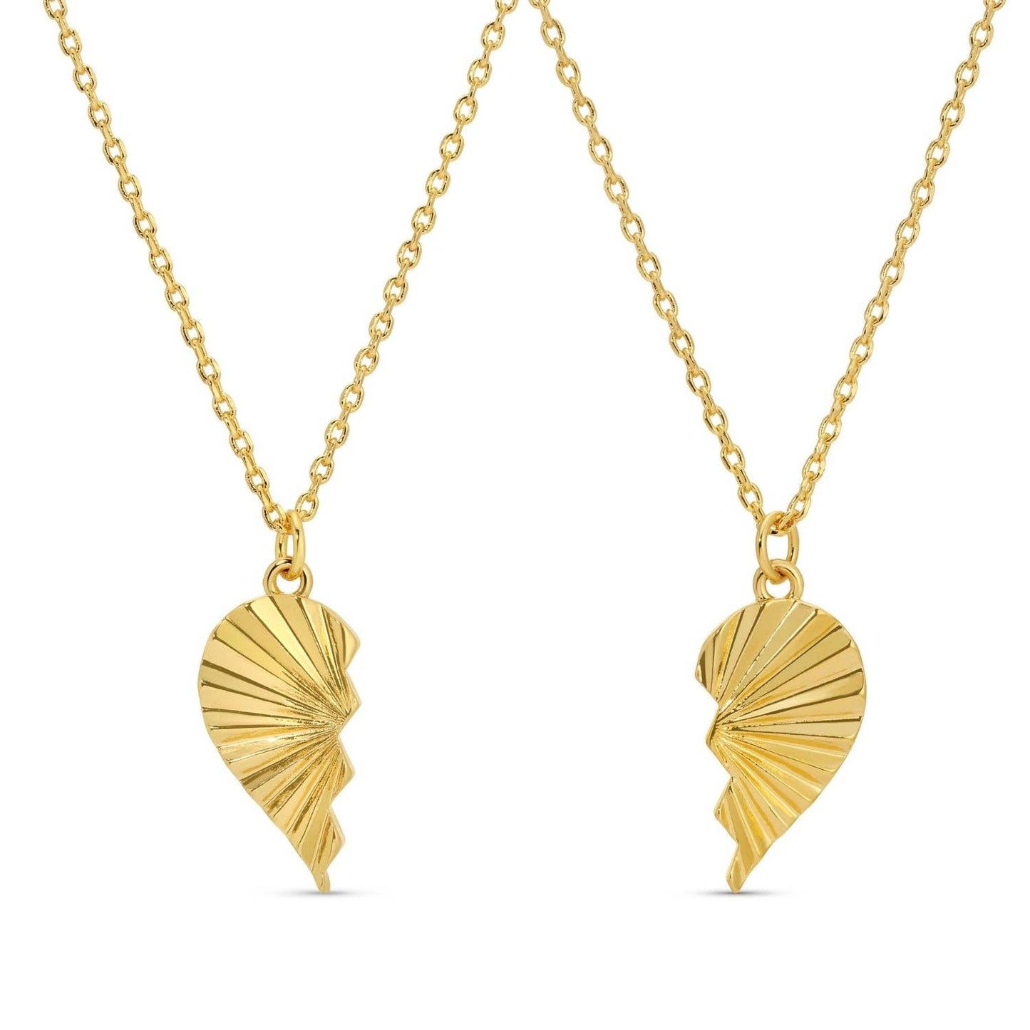 Be Connected - Pair Of Heart Halves Friendship Necklaces
