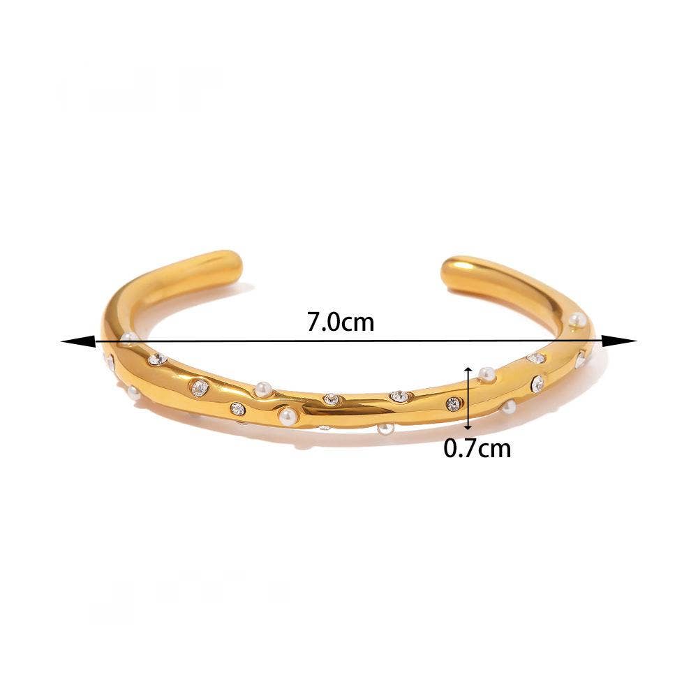 Zircon Pearl 18K Gold Plated Bangle