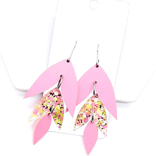 Pink & Yellow Confetti Belle Acrylics Earrings