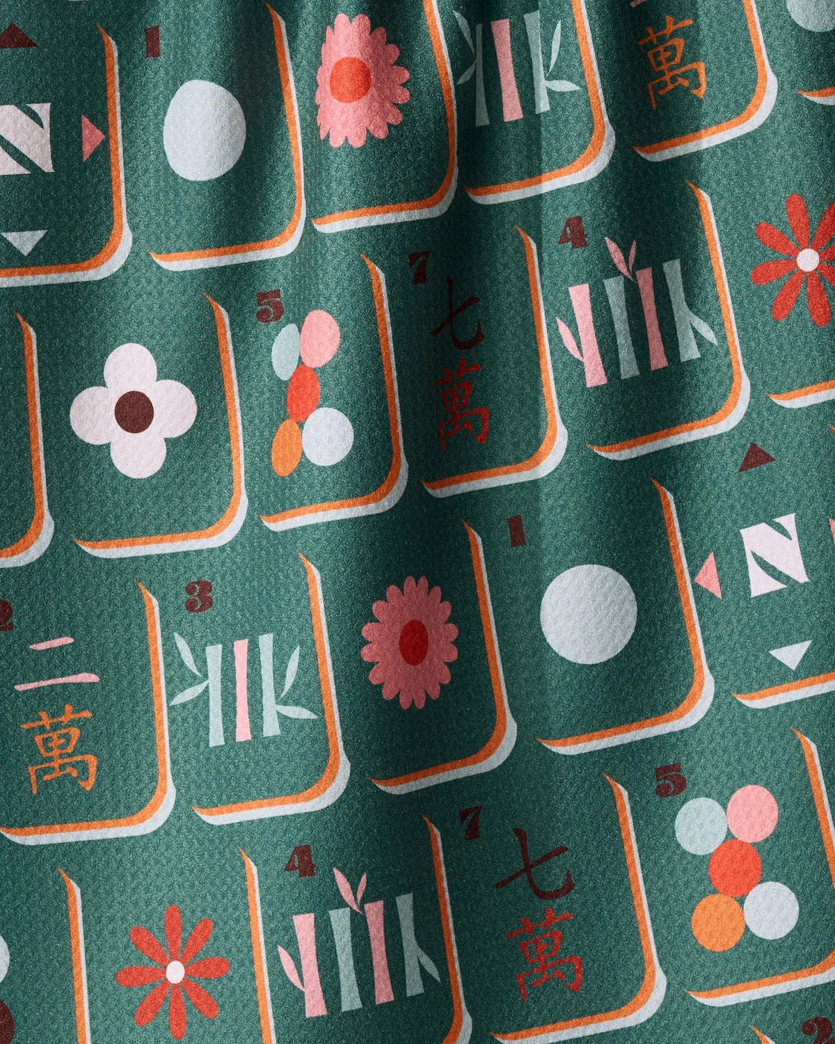 Geometry - Moss Tile Toss Tea Towel - Mahjong