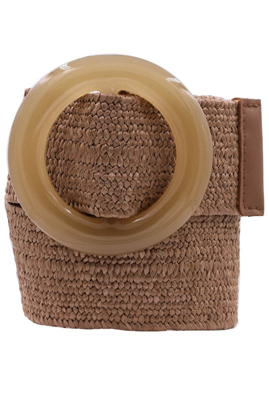Acrylic Circle Buckle Straw Belt