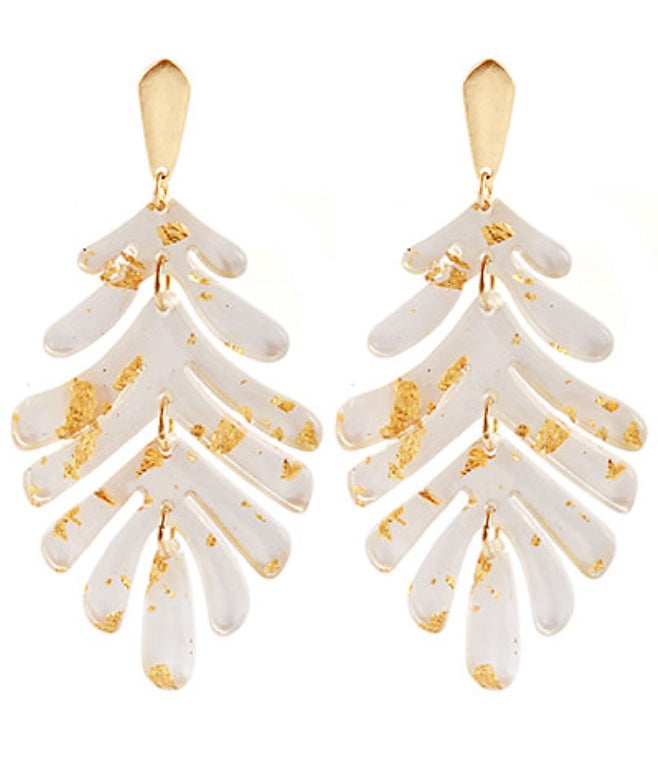 Acrylic Gold Leaf Earring