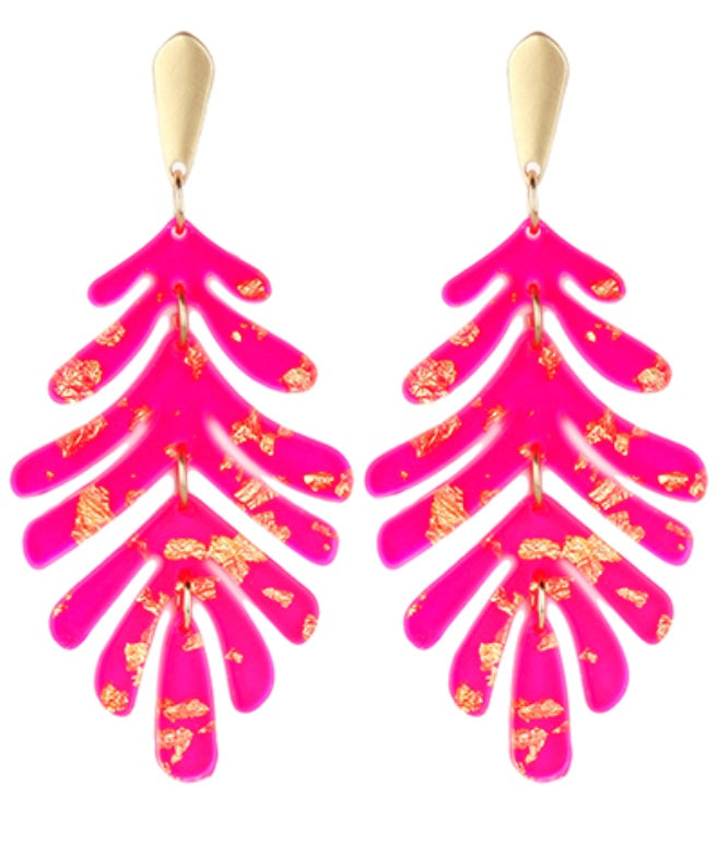 Acrylic Gold Leaf Earring