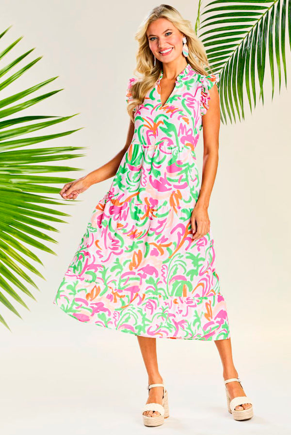 Adair Tiered Maxi Dress Pink